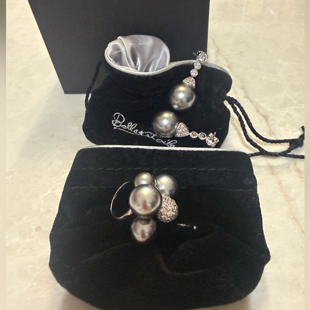 French Belle Étoile sterling silver with stones Set Ring and Earrings New